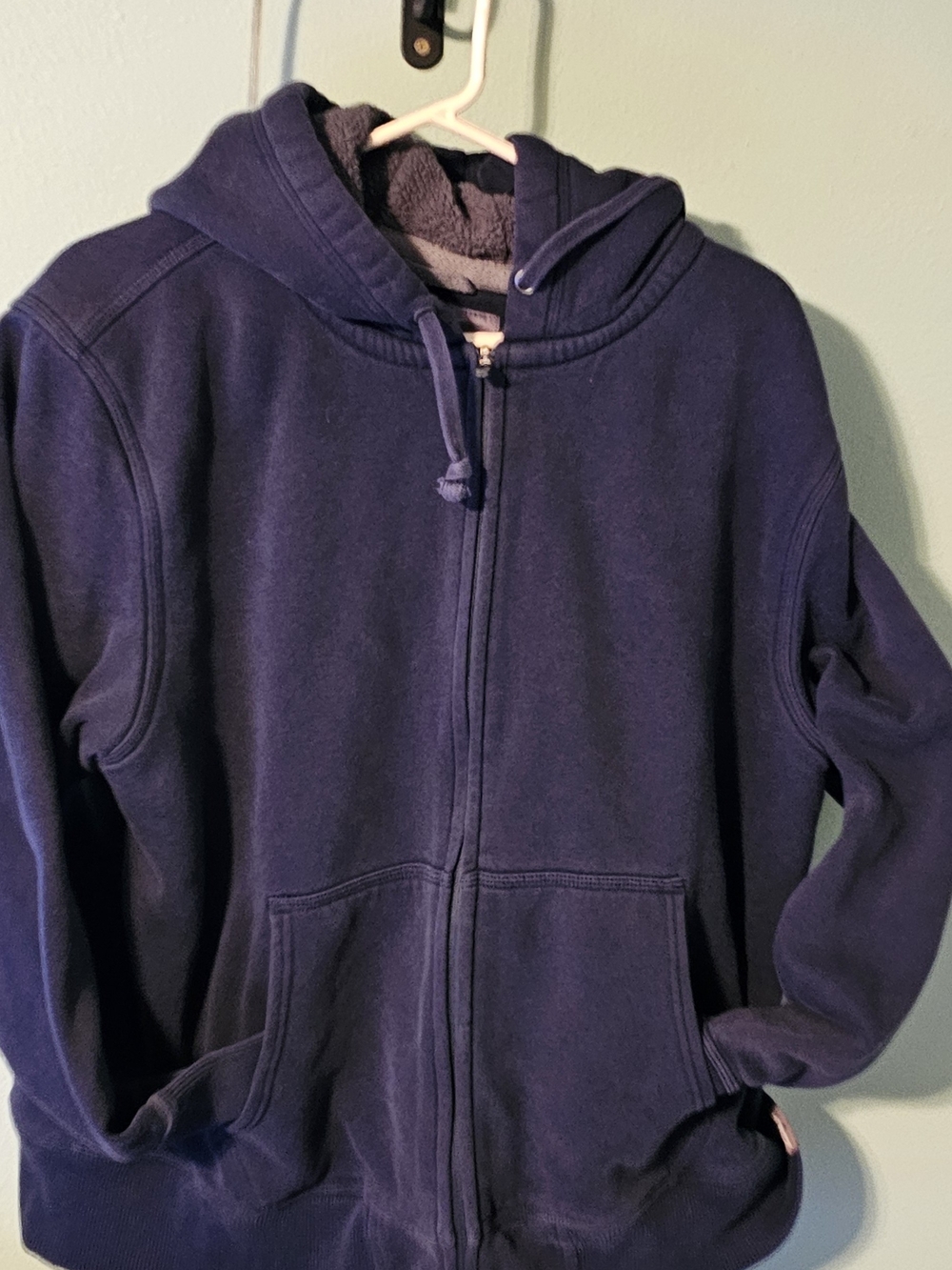 Mens Navy Blue Zip-Up Hooded Sweatshirt